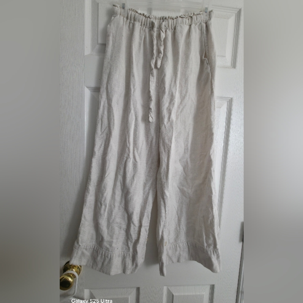 Womsns Casual Cream Wide-Leg Pants